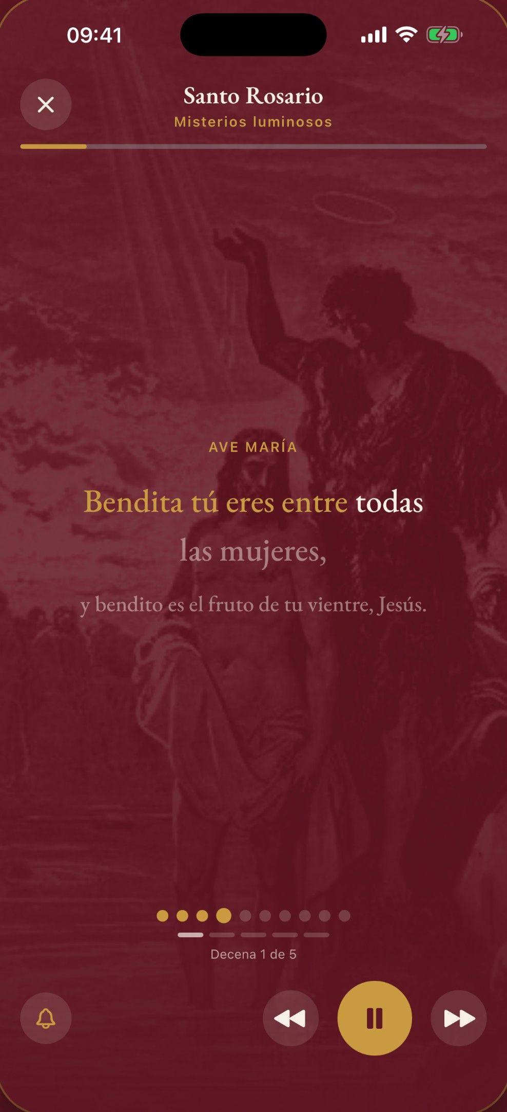 Santo Rosario guiado: el Ave María se ilumina palabra por palabra mientras avanzan las cuentas